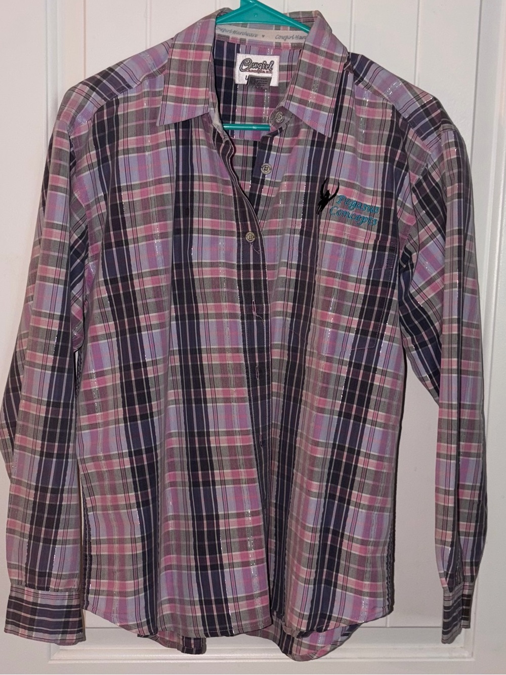 Comfort Colors Pink and Gray Plaid Button-Down Shirt